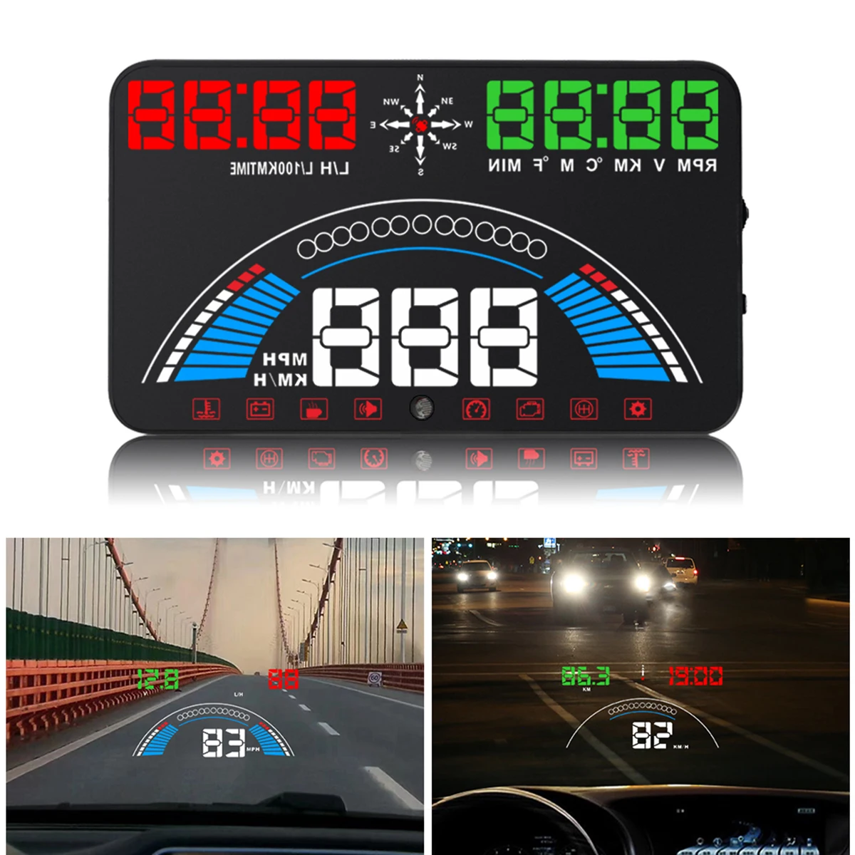 S7 автомобильный HUD Дисплей с OBDII+ gps Авто диагностический сканер автомобильный дисплей Автомобильный детектор скорости проектор на лобовое стекло