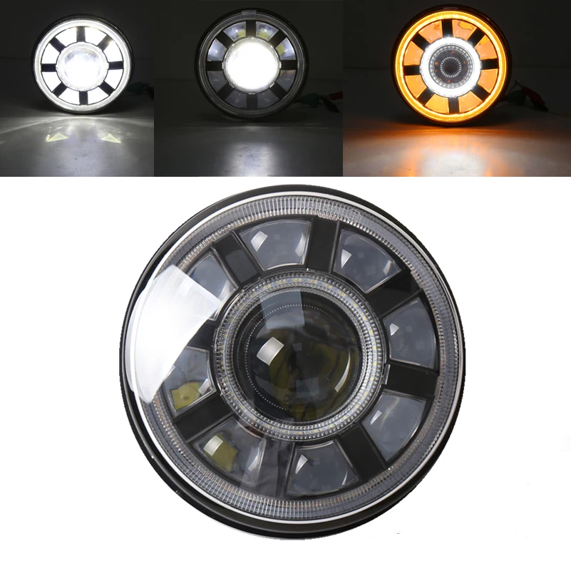 

For Hummer H1 H2 7'' 60W UAZ DRL LED H4 Headlight for Jeep Wrangler Universal Harley Motorcycle Headlamp Daytime Running lights