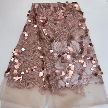 

Madison Hot Sale Purple Sequins Lace Fabrics 3D Flower Lace with Beads High Quality African Tulle Mesh Lace Fabrics for Party