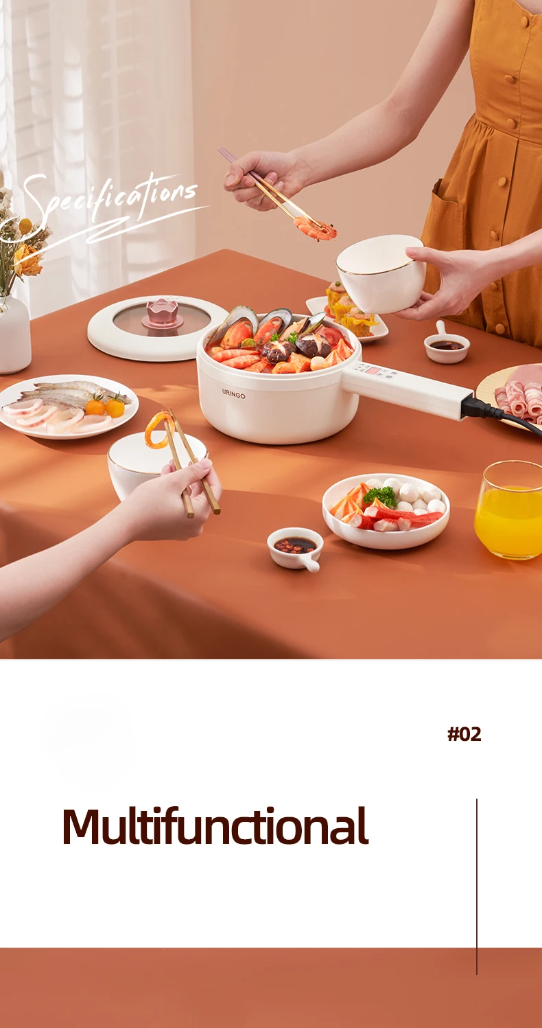 Description Picture 5 of item1.6L Electric Cooking Pot Multicooker Hotpot Rice Cooker Ceramic Liner Smart Electric Skillet Fried Pan Food Steamer 700W