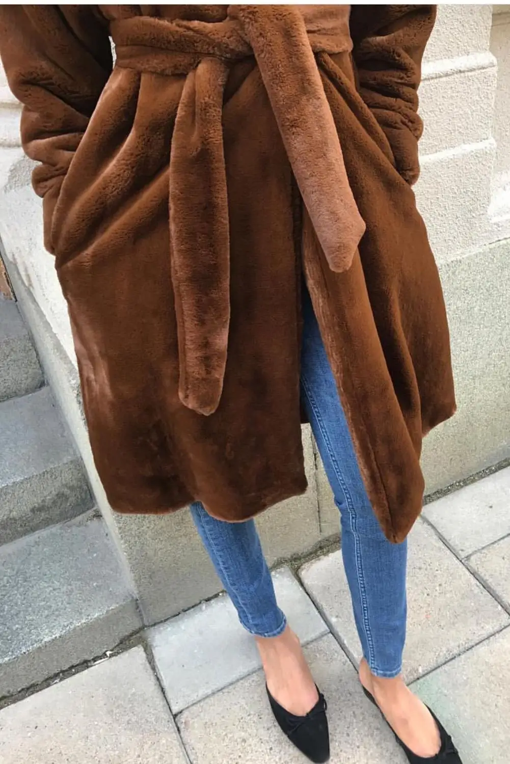 Женский Тренч, нордическая ниша, дизайнерское пальто из искусственного меха, банный халат с поясом, женские пальто, зима, Дизайнерская куртка