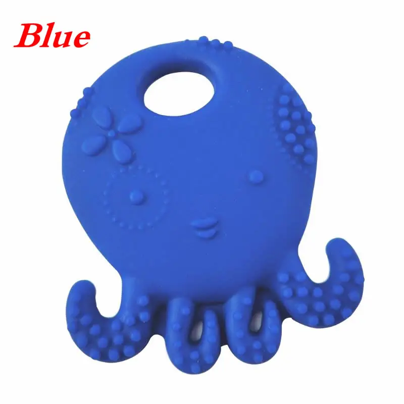 Blue Мягкий силиконовый мультяшный персонаж осьминога пижамы для детей ясельного возраста большие коренные зубы облегчение боли инструмент детский Прорезыватель для зубов образовательный игрушечный детский душ подарок 19QF - Цвет: Blue