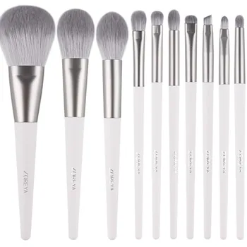 

10pcs Grey Brush Makeup Brush Set Loose Powder Brush Eyeshadow Eyebrow Brush Lip Brush Cosmetic Brush Kit E1