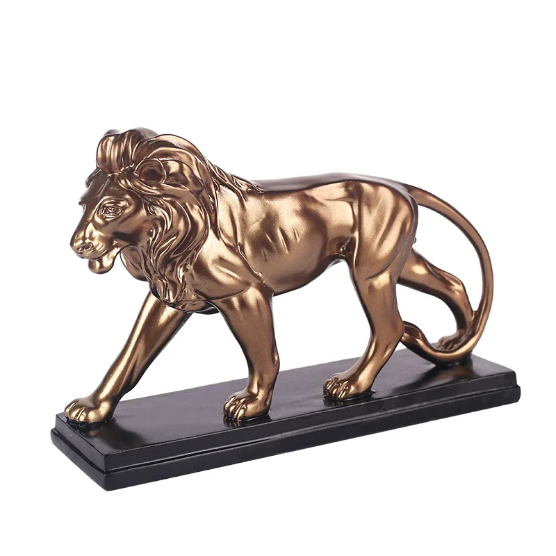 

Nordic Resin Golden Lion Statues Crafts for Home Decoration Creative Sculptures Modern Art Accessories Office Desk Animal Figure