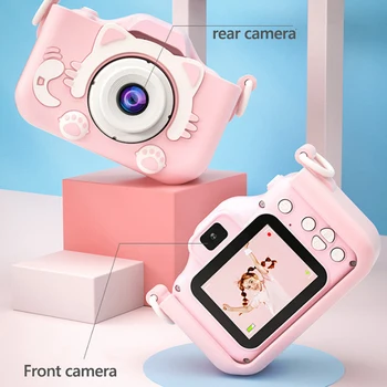

2.0'' 20MP Mini Kids Cute Cartoon Camera IPS Screen HD 1080P Children Digital Camera Toy 600mAh Battery Birthday Christmas Gift
