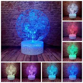 

Star Plan Wars Death Star Building 7 Color Change 3D Night Light Child Boys Bedroom Sleeping Decor Kids Birthday Xmas Toys Gifts