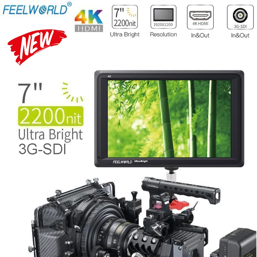 

Feelworld FW279S 1920X1200 4K 3G SDI HDMI LCD Monitor 7 Inch Ultra High Brightness 2200 nit Daylight Viewable FW279
