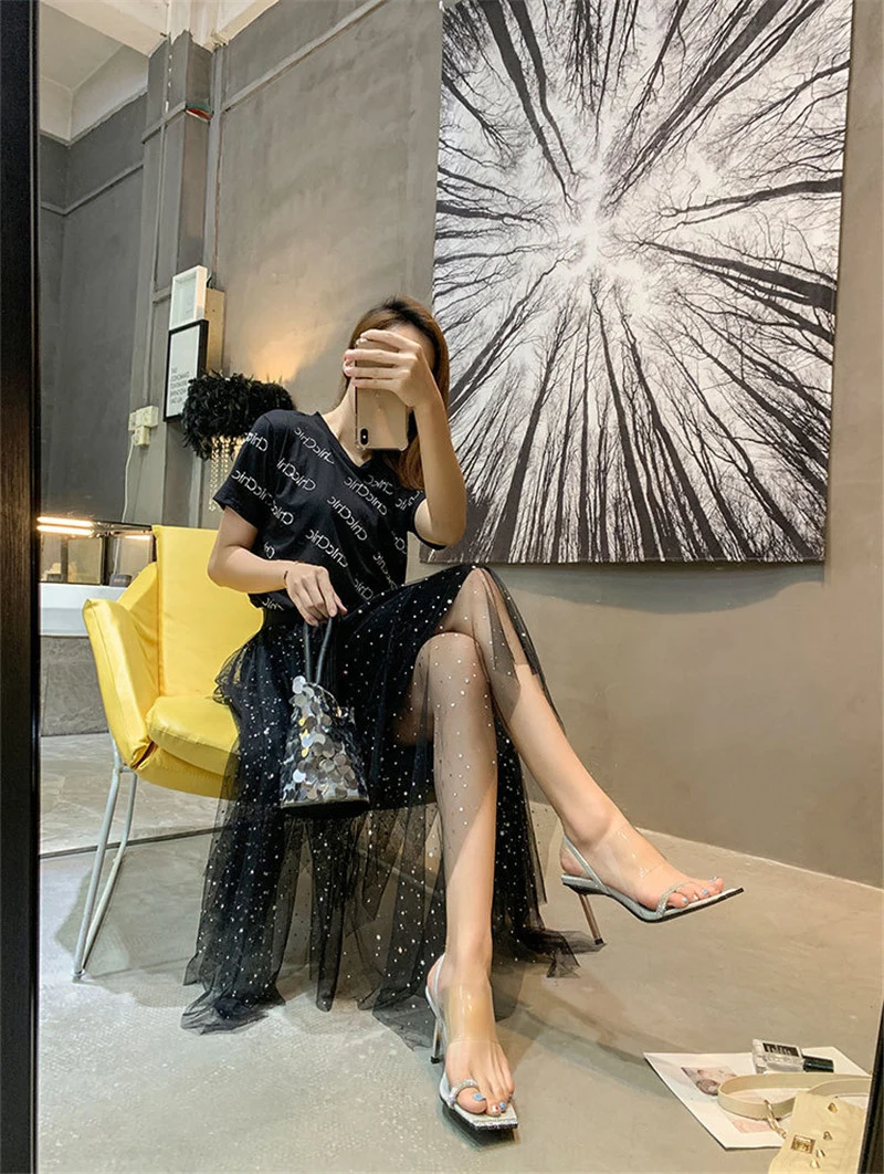 Fashion Rhinestone PVC Transparent Shoes Stilettos High Heels Sandals Women Sexy Party Silver Party Wedding Shoes Ladies Sandals (23)