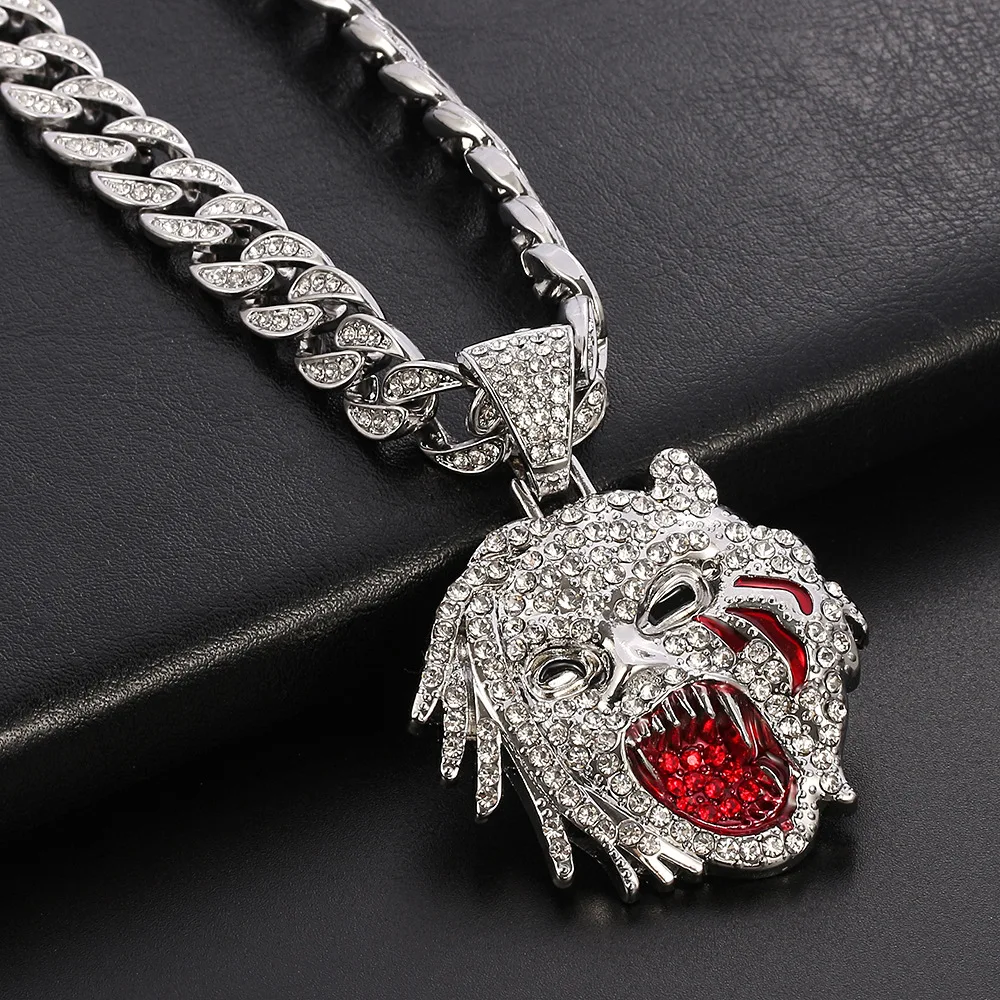 

Necklace for Men Women Hip Hop Rapper Iced Out Bling Animal Pendant Necklace Miami Big Gold Cuban Chain Choker Jewelry Mens Gift