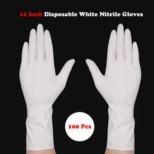 Новые 100 шт 1" Одноразовые Белые нитриловые перчатки антистатические маслостойкие защитные перчатки S/M/L Размер для медицинского использования татуировки