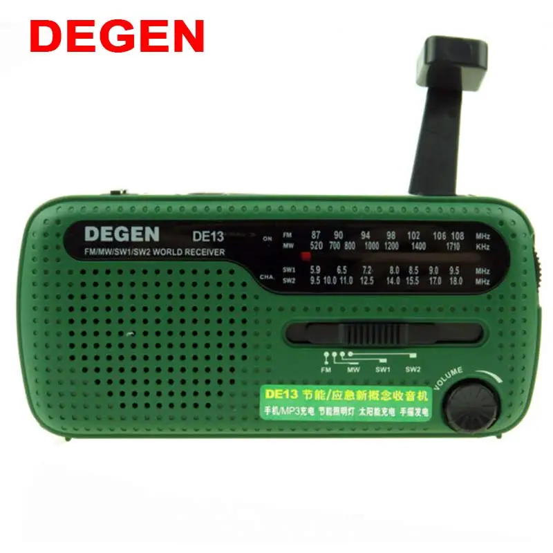 DEGEN DE13 FM AM SW радио Кривошип Динамо солнечной энергии аварийное Ретро Радио A0798A мир приемник портативный интернет радио