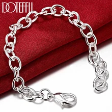 DOTEFFIL 925 Sterling Silver 8-Inch Basic Chain Bracelet For Woman Charm Wedding Engagement Fashion Party Jewelry