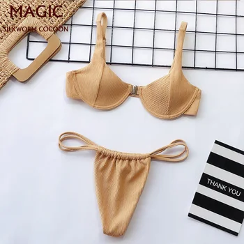 

Bikini Set Sexy Women's New fashion bandage split two-piece swimwear solid color hardback Outdoor Pool Beach Bathing Swimsuit