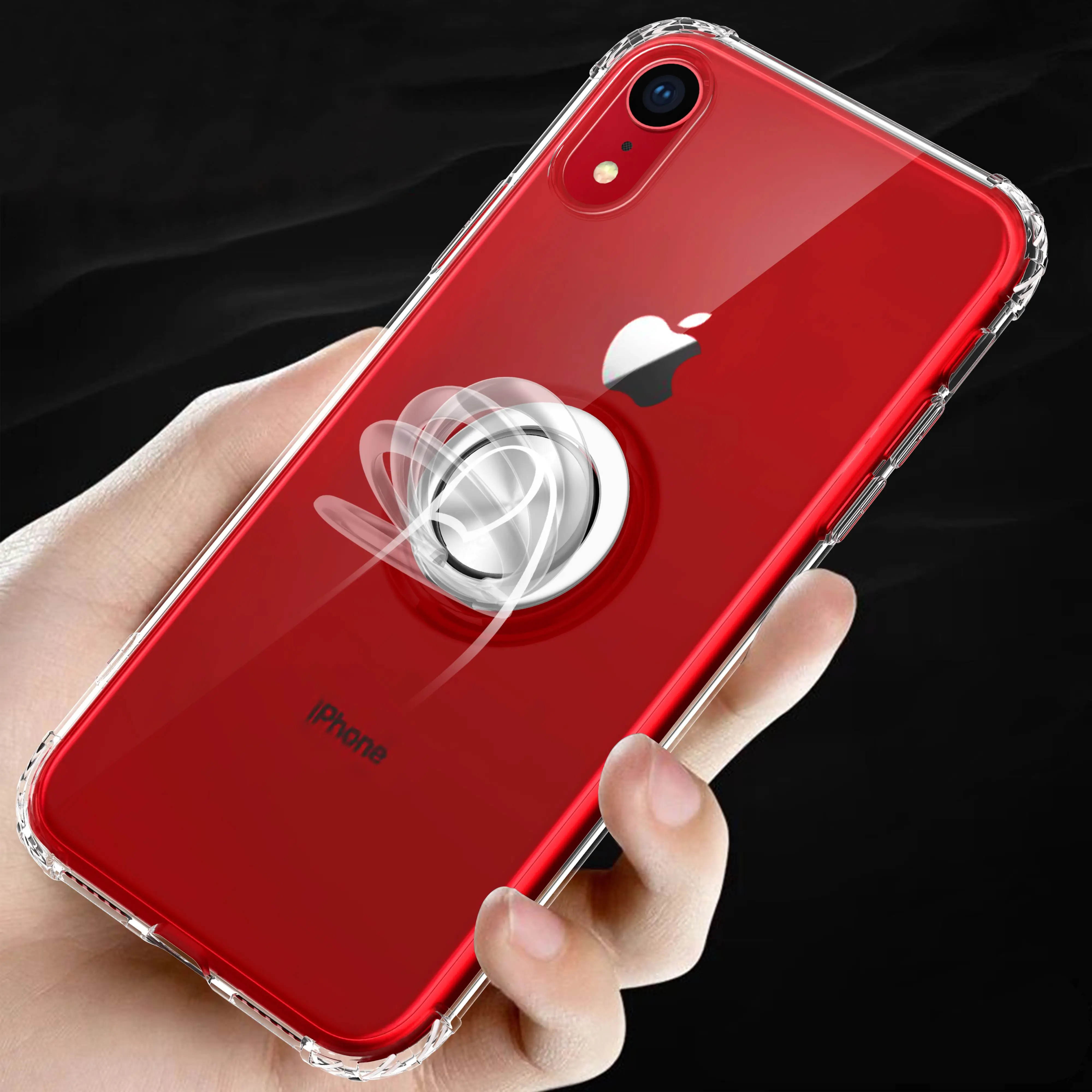 

For iPhone X XS XR XS Max Case Soft Silicone Shockproof TPU Cover with Elastic Ring for iPhone 6 6S 7 8 Plus Case Transparent