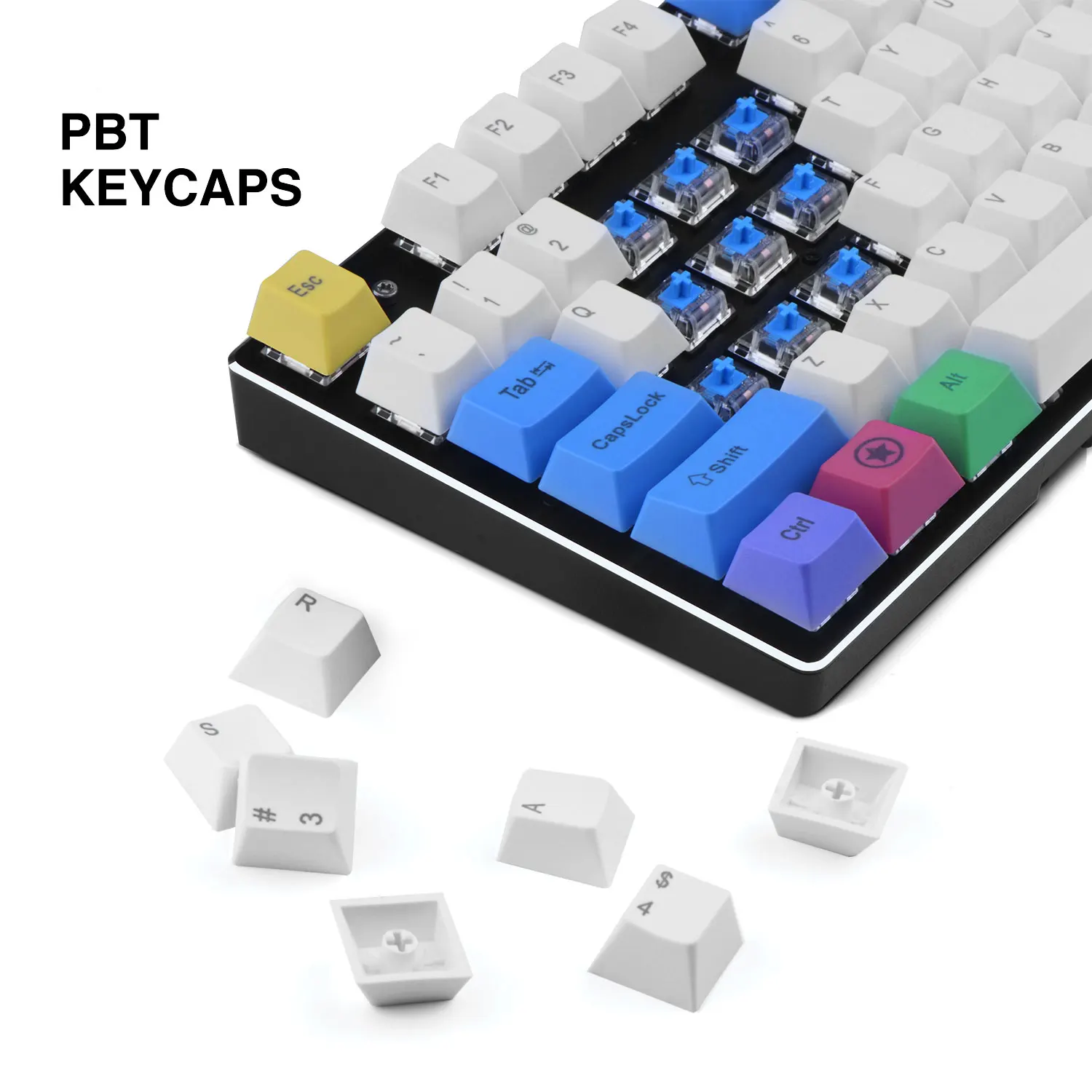 Havit Mechanical Keyboard PBT Keycaps Gaming Keycap Set for DIY Cherry MX White & Blue &Yellow 87 104 Keys keyboard computer wireless