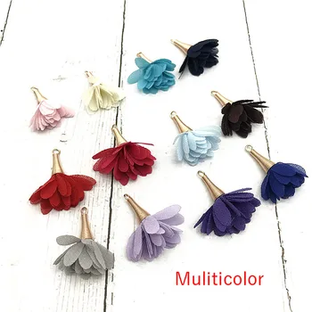 

100pcs/bulk Vintage Cloth Flower Tassels Charms for Jewelry Making Tassels for Earrimgs Pompoms Flower Pendants Jewelry Making