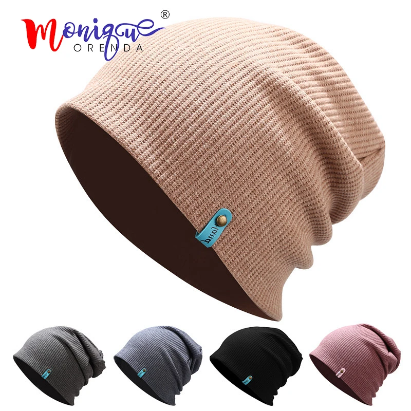 Осенне-зимняя вязаная шапка женская одноцветная шапочки skullies модная повседневная Лыжная кепка мужская и женская Теплый шерстяной вязаный головной убор