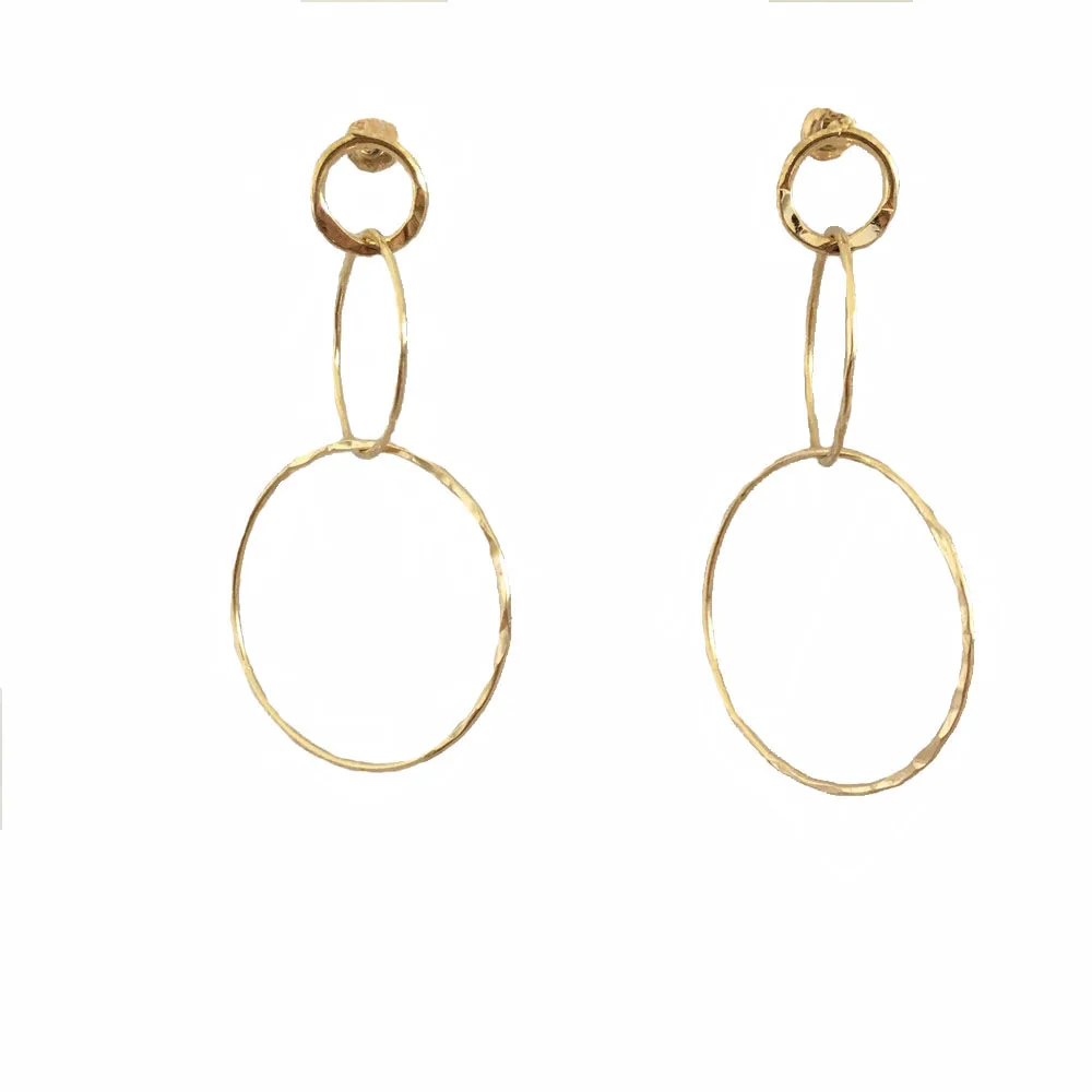 Повседневная позолоченная Тройная круглая серьга для женщин и девочек