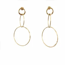 Повседневная позолоченная Тройная круглая серьга для женщин и девочек