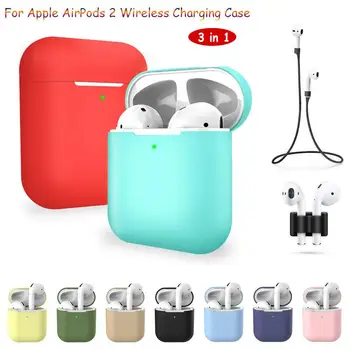 

Kuulee 3Pcs/Set Silicone Wireless Bluetooth Earphones Case For Apple Airpods 2 TWS Earbud Earphone accessories Protective Cover