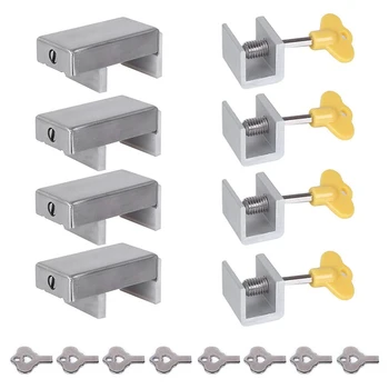 

Sliding Window Locks Stopper,8 Pack Adjustable Aluminum Door Security Bars with Keys for Children,Shutter Safety Guard Sash Latc