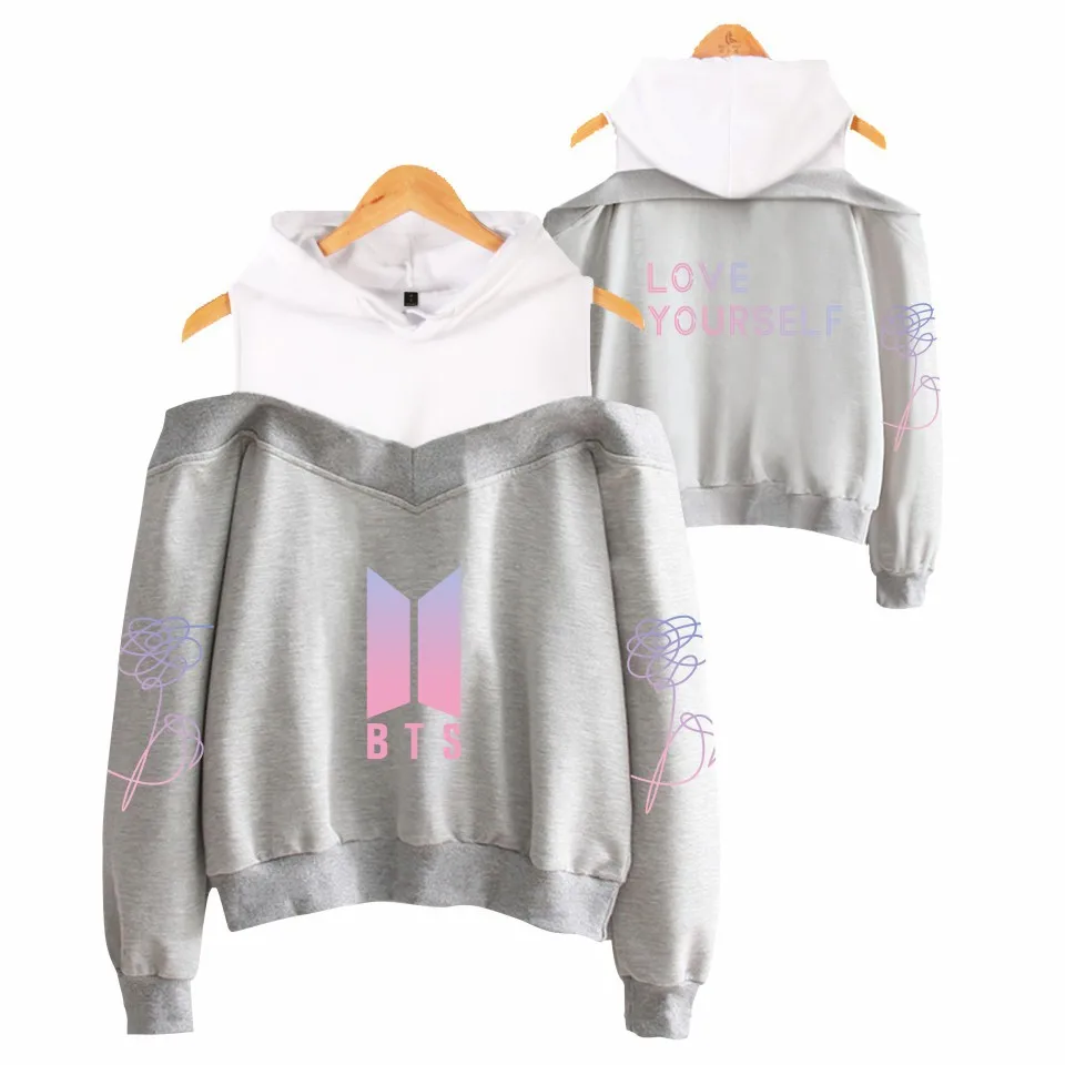 Cross Border for Hot Selling New Style Popular Brand Street BTS Bulletproof Boys Women's off-Shoulder Hoodie