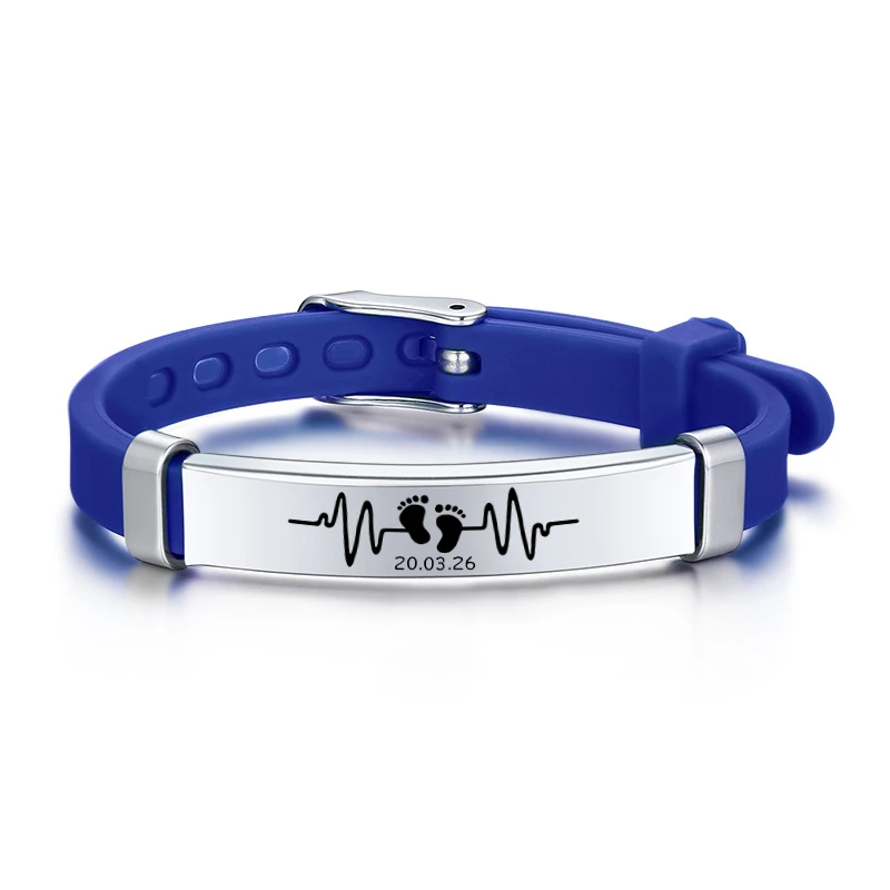 Выгравированные силиконовые браслеты ID ребенка персонализированные резиновые