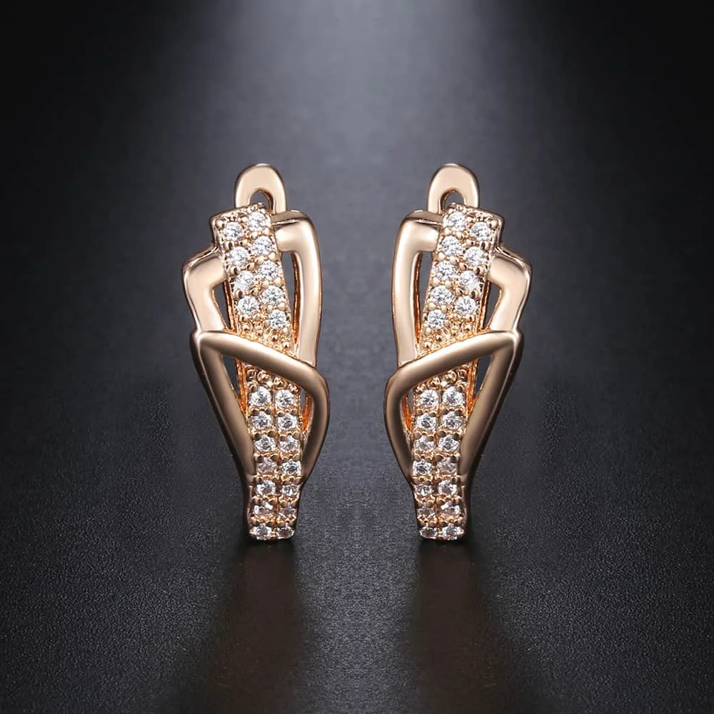 Серьги из розового золота 585 пробы для женщин и девочек роскошные свадебные