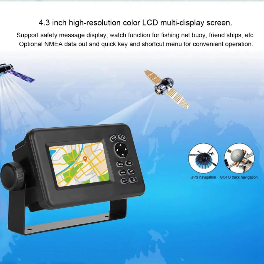 4,3 дюймовый ЖК-комбо морской gps навигатор мульти-дисплей экран приемопередатчик визуальный/аудио сигнал тревоги столкновения поддержка SBAS возможность