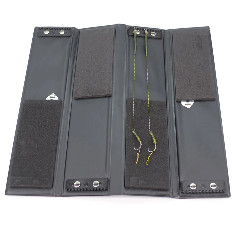 Practical Carp Fishing Black Equipment Folding Stiff Hook Length Storage System Outdoor PU Leather Tackle Case Rig Wallet
