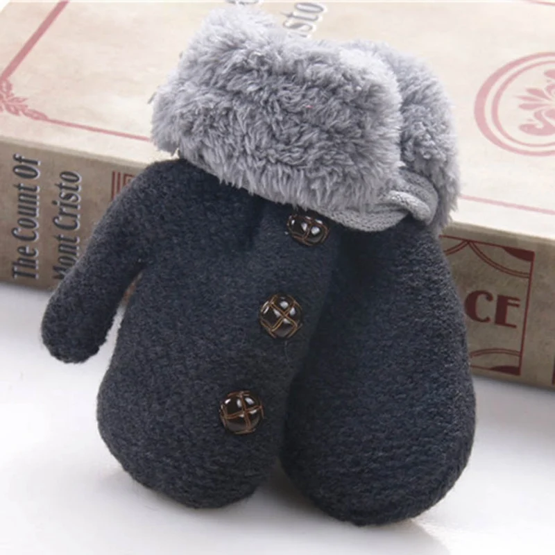New Arrival Winter Baby Boys Girls Knitted Gloves Thicken Warm Rope Full Finger Mittens Gloves for Children Toddler Kids - Цвет: DG