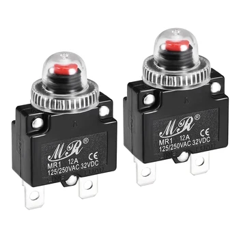 

uxcell Thermal Circuit Breakers 12A 125/250V AC 32V DC Push Button Reset Overload Protector Switch with Waterproof Cap 2 Pcs