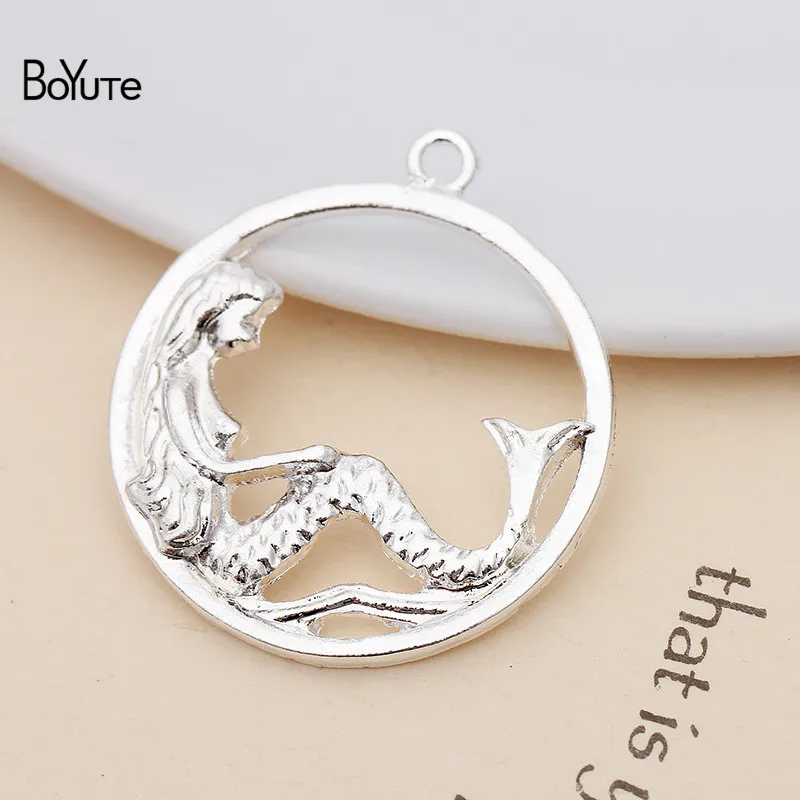 BoYuTe(20 Pieces/Lot) Metal Alloy 40*34MM Maple Leaf Materials Vintage Hand Made Diy Jewelry Accessories Wholesale - Цвет: Silver-27.5MM
