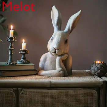 

European Creative resin sculpture Thinking rabbit modern home garden decoration crafts living room decoration statues