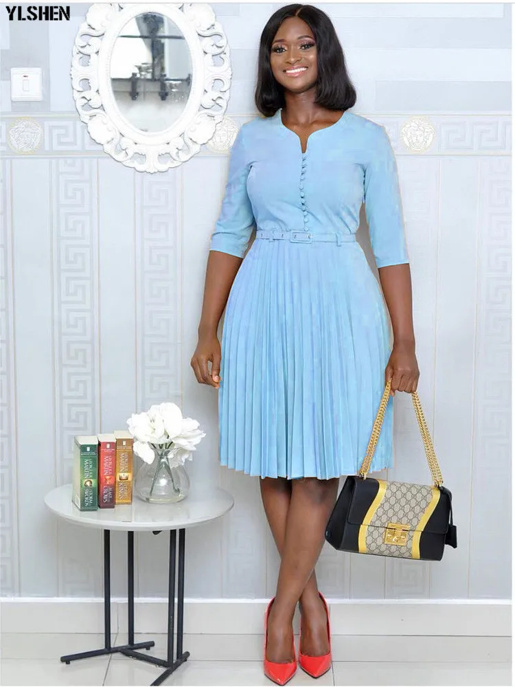 African Dresses for Women Dashiki Pleated African Clothes Bazin Riche Fashion Sexy Sweetheart Neck Evening Africa Dress Clothing 30
