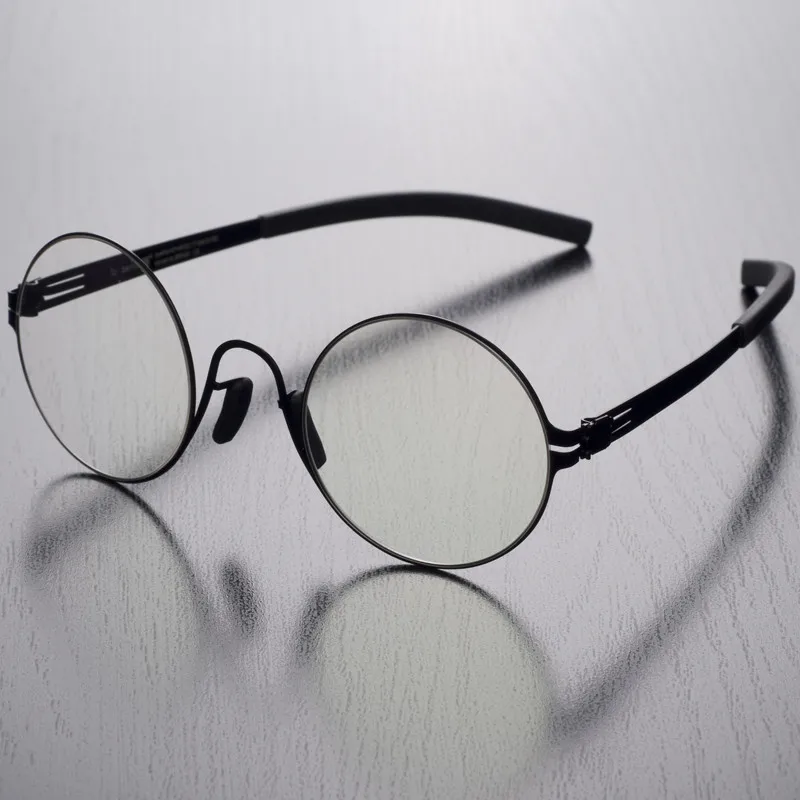 Zerosun Безвинтовые оправы для очков, для мужчин и женщин, фирменный дизайн, ультра-светильник, гибкие очки по рецепту, маленькие, широкие, негабаритные - Цвет оправы: circle black