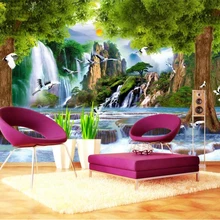 Индивидуальные большие фрески, китайский стиль, природный пейзаж, вода и богатство, большое дерево пейзаж, 3D телевизор, диван, Настенные обои