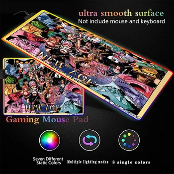 

Anime One Piece Lager Gaming Mouse Pad RGB LED Glowing Colorful Large Gamer Mousepad Desk Mice Mat 14 Colors for PC Laptop