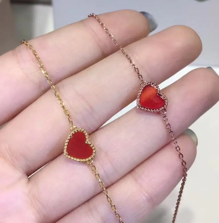 925 пробы Серебряный Романтический Хрустальный Браслет с красным сердцем модный милый браслет с сердцем женские свадебные вечерние ювелирные изделия