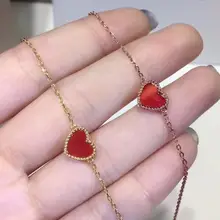 925 пробы Серебряный Романтический Хрустальный Браслет с красным сердцем модный милый браслет с сердцем женские свадебные вечерние ювелирные изделия