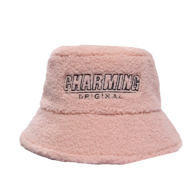 

Winter Bucket Hat Women Hat Solid Color Faux Lambswool Soft Warm Fishing Cap Sun Bucket Hat Breathable Sun Protection Hat Women