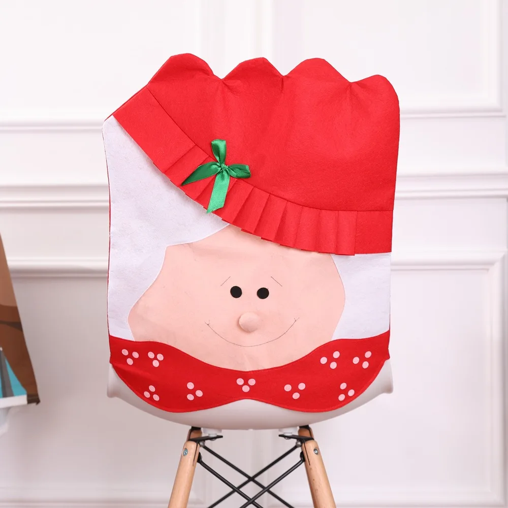 Dining Chair Cover Slipcovers Dinner Table Santa Claus Snowman Red Cap Chair Back Covers Christmas Decor Table New Year Supplies - Цвет: Бургундия