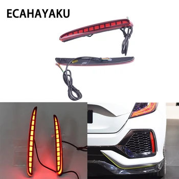 

ECAHAYAKU For Honda Civic Type 2016 2017 2018 Multi-function LED Rear Bumper Fog Lamp Brake Light Dynamic Turn Signal Reflector