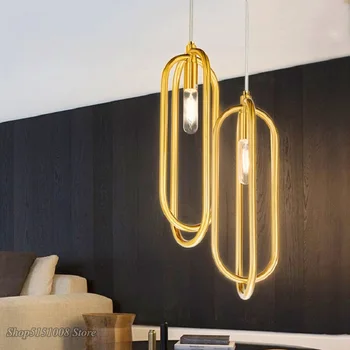 

Post modern Gold Pendant Light Loft Ring Kitchen Hanging Lamps Creative Home Decor Living Room Cafe bar Lights Fixtures