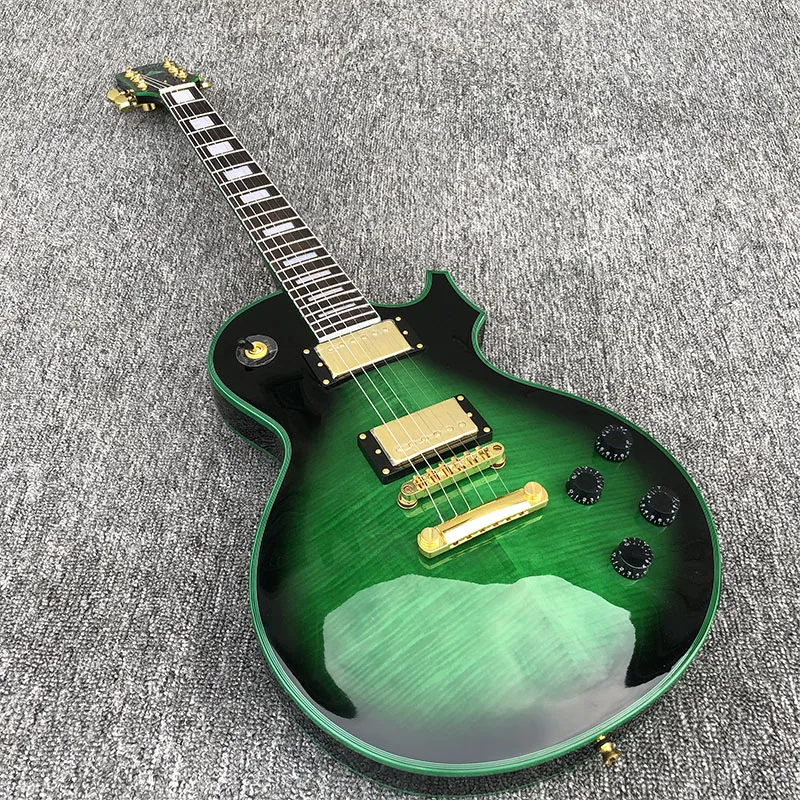 

2019 High quality 6 String Electric Guitar, Mahogany body With Flamed Maple Top,green paint,free shipping