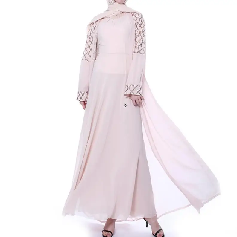 Sequin Open Abaya Kimono Kaftan Dubai Muslim Dress Women Abayas Caftan Prayer Turkish Islamic Clothing Oman Robe Musulmane Femme - Цвет: Pink cardigan