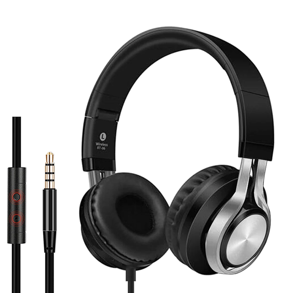 Foldable On Ear Deep Bass Wired Headphones with Mic for Phone Computer Laptop PC Tablet Earphones Headset Music Gaming Earphone