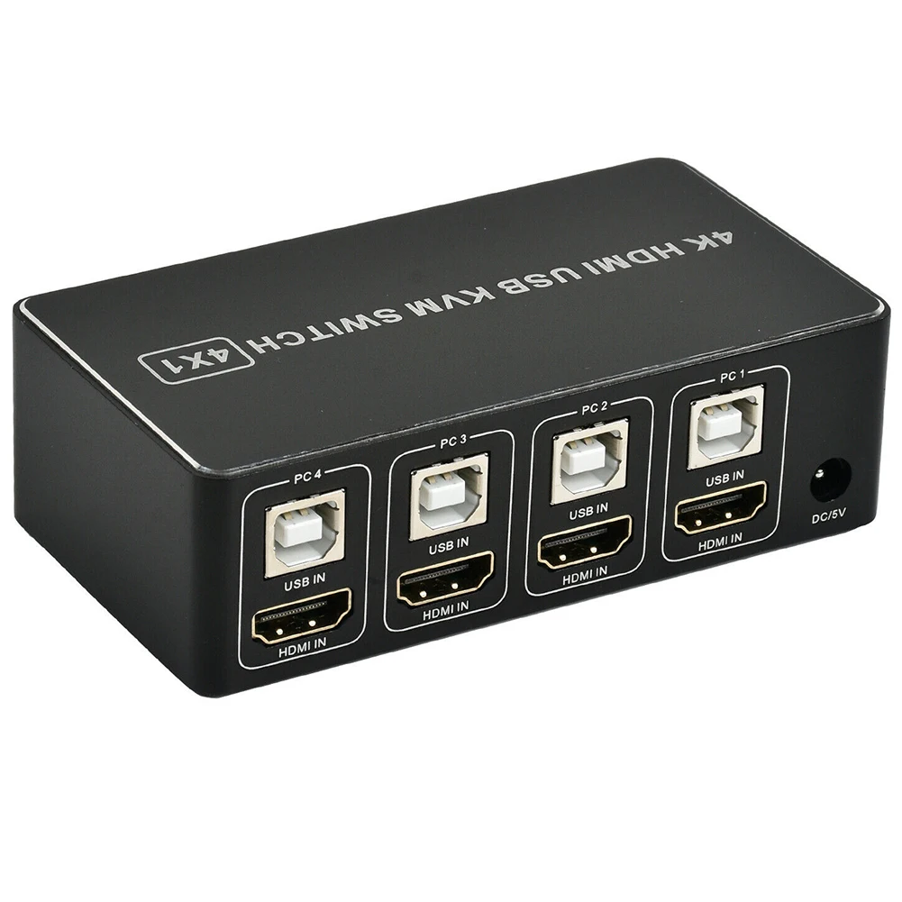 

4K 4 Port Ultra HD Computer Plug And Play Sharing Hub KVM Switcher For Scanner Universal For Mouse Keyboard Stable USB HDMI