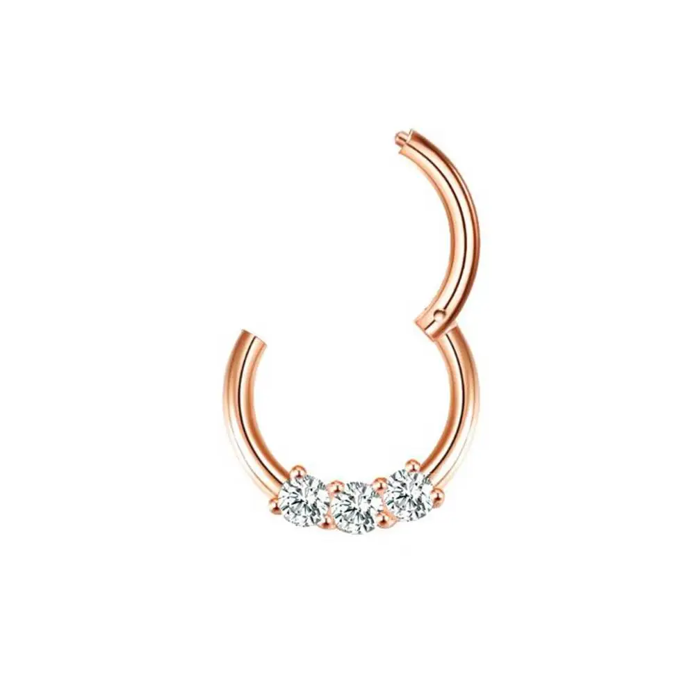 Rose Gold 8mm 1PC Кольцо для носа, кольцо с кристаллами, драгоценный камень, Шариковая форма, перегородка, винтовой пирсинг, ушной траг, шпилька, хрящ для женщин, пирсинг, ювелирное изделие, 1 шт - Окраска металла: Rose Gold 8mm 1PC