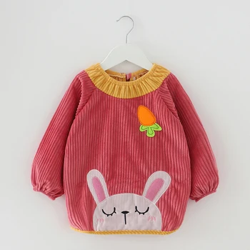 

Baby meal blouse crystal velvet girl autumn and winter children's apron long sleeve waterproof boy bib baby